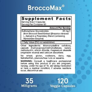 Jarrow Formulas BroccoMax Sulforaphane Generator 35 mg With Sulforaphane Glucosinolate and Myrosinase, Dietary Supplement for Liver Health Support, 120 Delayed Release Veggie Capsules, 60 Day Supply