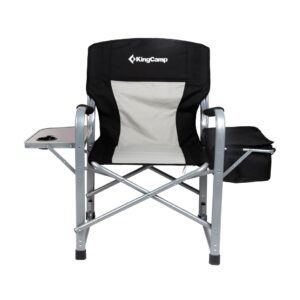 KingCamp Heavy Duty Camping Director Chair Outdoor Folding Chairs for Adults Oversized Camp Chair with Side Table, Cooler Bag, Padded Arms, for Fishing Sports Beach Picnic, Iron, Support 330lbs