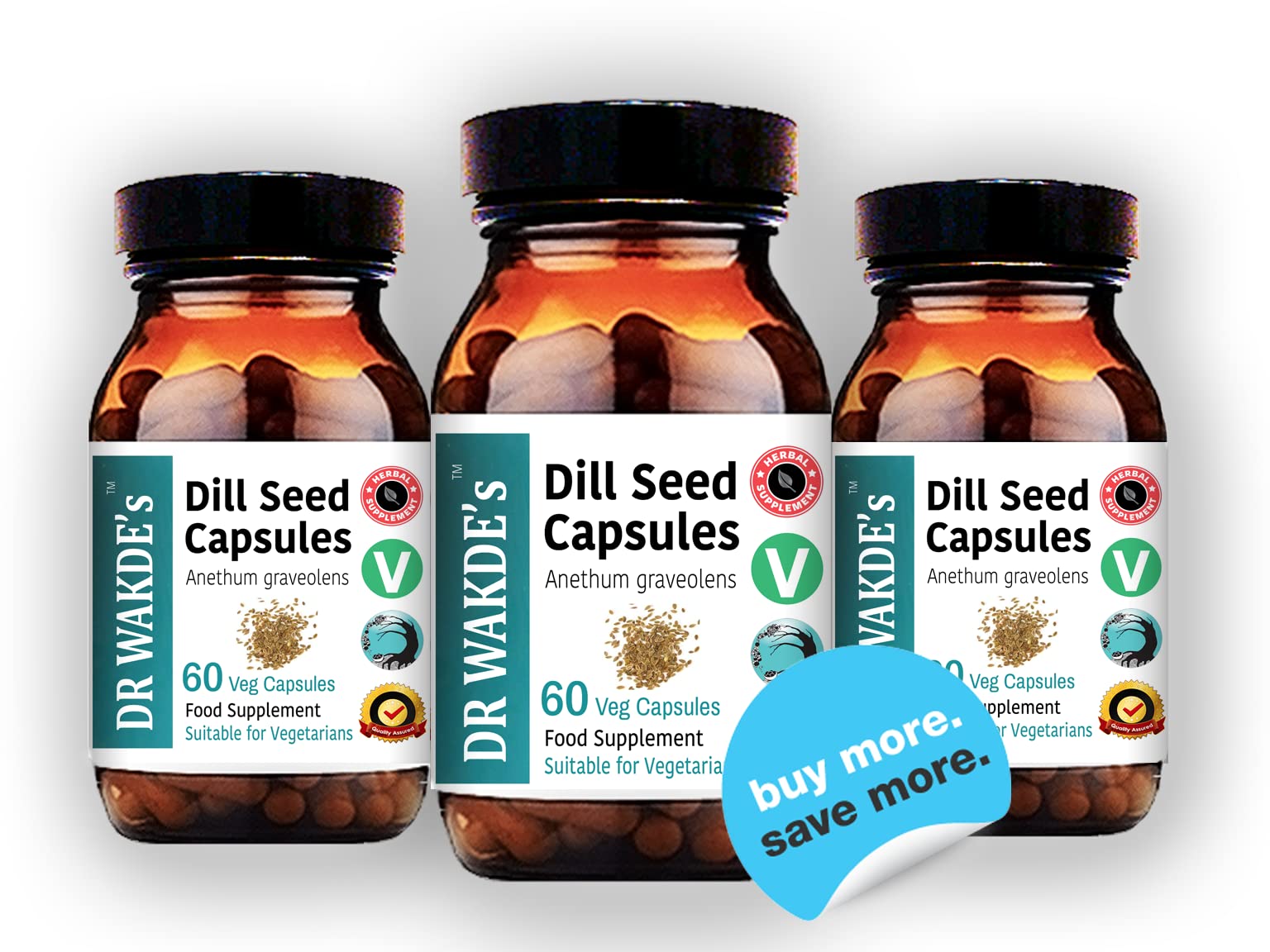 DR WAKDE'S Dill Seed Capsules (Anethum graveolans, 60 Veg Caps, Plant-Based Supplement, Ayurvedic Herb, All Natural, Vegan)