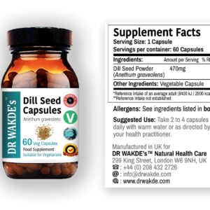 DR WAKDE'S Dill Seed Capsules (Anethum graveolans, 60 Veg Caps, Plant-Based Supplement, Ayurvedic Herb, All Natural, Vegan)