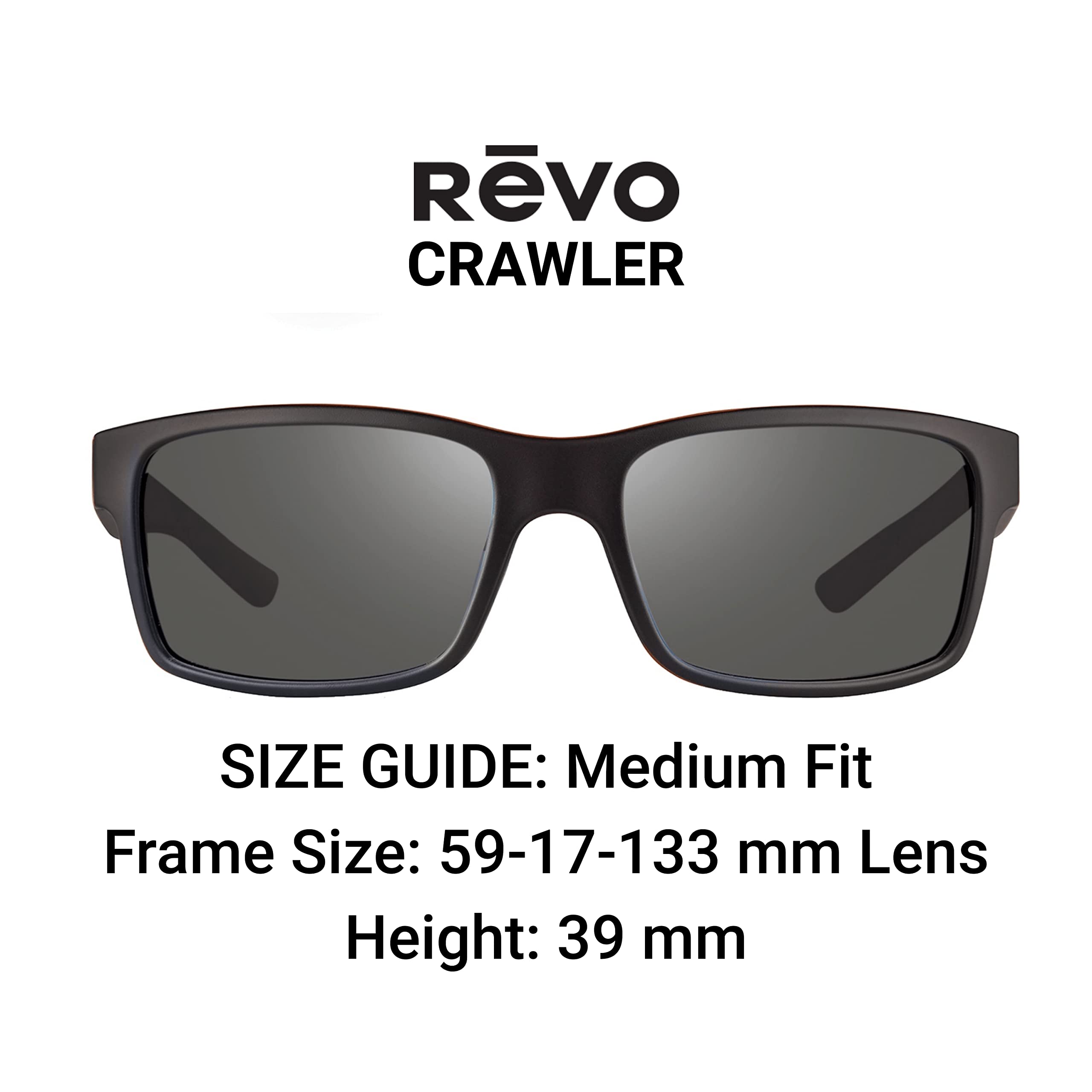 Revo Sunglasses Crawler: Polarized Performance Rectangle Sport Wrap Frame, Matte Black Tortoise Frame with Graphite Lens