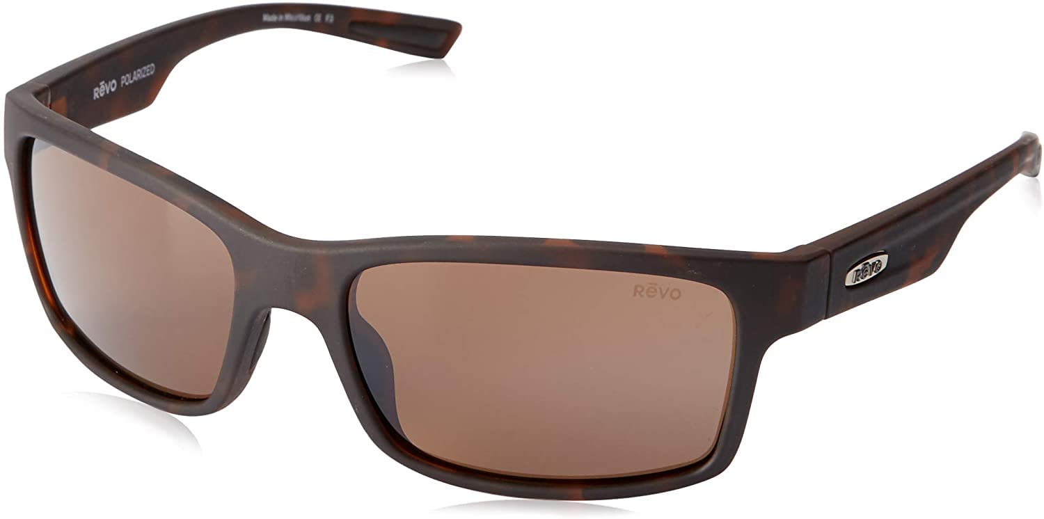 Revo Sunglasses Crawler: Polarized Performance Rectangle Sport Wrap Frame, Matte Tortoise Frame with Terra Lens