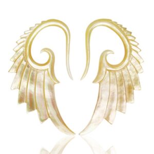 pair of organic mother of pearl swan's wing taper (sold by pair)