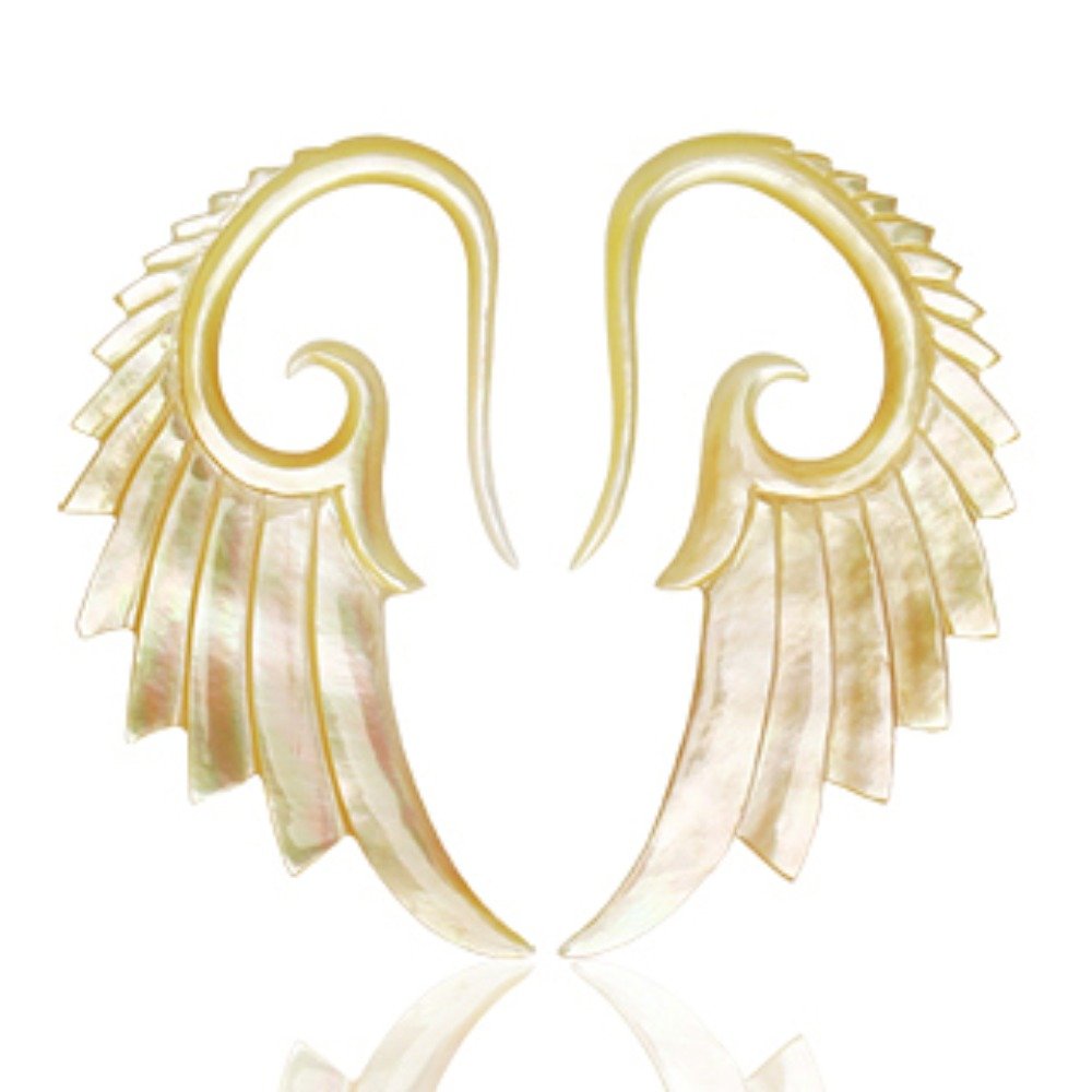 Pair of Organic Mother of Pearl Swan's Wing Taper (Sold by Pair)