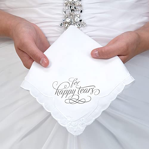 Lillian Rose Wedding Happy Tears Keepsake Hankie, 12", White