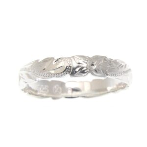 Arthur's Jewelry Sterling silver 925 4mm cut out edge Hawaiian scroll hand engraved ring band size 9