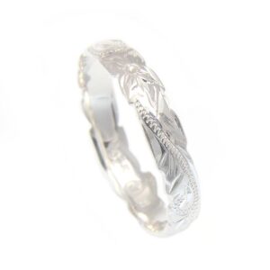 Arthur's Jewelry Sterling silver 925 4mm cut out edge Hawaiian scroll hand engraved ring band size 9