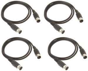 midi cable with 5 pin din plugs 3 feet (ft) black (4 pack)