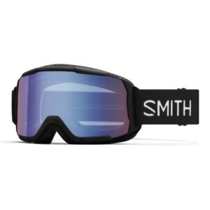 smith daredevil youth goggles with carbonic-x lens – performance snowsports kids goggles for skiing & snowboarding – black + blue sensor mirror lens