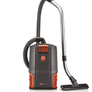 Hoover Commercial HushTone Back Pack 2 speed motor with HEPA Filtration and Hexaguard Technology, Extension wand, lightweight design, 6 quart, CH34006, Black/Orange