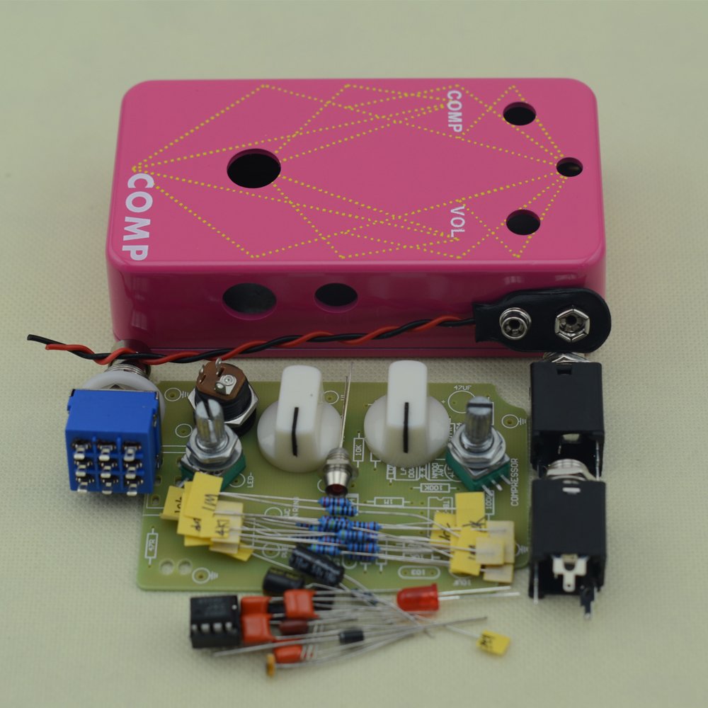 LANDTONE DIY Compressor Guitar Pedal Electric COMP Effects Pedals True Bypass Drilling Aluminum Stomp Box Kit Pink