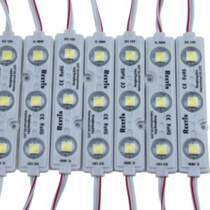 REXTiN Super bright 200pcs 3 LED Module White 5050 SMD 66-72LM Each Module Waterproof Decorative Light for Letter Sign Advertising Signs with Tape Adhesive Backside