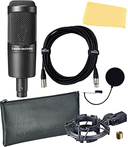 Audio-Technica AT2035 Cardioid Condenser Microphone Bundle with Pop Filter, XLR Cable, and Austin Bazaar Polishing Cloth