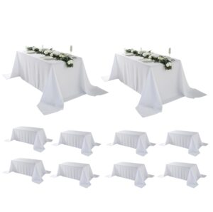 craft and party 10 pack rectangle tablecloth, 90 x 132 inch white tablecloth, 8ft rectangle table cloth, polyester fabric washable tablecloth for home, party, wedding or restaurant use.