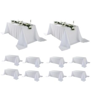 Craft And Party 10 Pack Rectangle Tablecloth, 90 x 132 Inch White Tablecloth, 8ft Rectangle Table Cloth, Polyester Fabric Washable Tablecloth for Home, Party, Wedding or Restaurant Use.