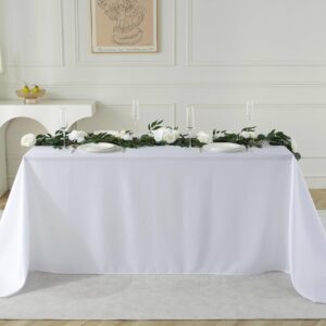 Craft And Party 10 Pack Rectangle Tablecloth, 90 x 132 Inch White Tablecloth, 8ft Rectangle Table Cloth, Polyester Fabric Washable Tablecloth for Home, Party, Wedding or Restaurant Use.