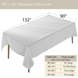 Craft And Party 10 Pack Rectangle Tablecloth, 90 x 132 Inch White Tablecloth, 8ft Rectangle Table Cloth, Polyester Fabric Washable Tablecloth for Home, Party, Wedding or Restaurant Use.