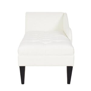 Jennifer Taylor Home Harrison Tufted Roll Arm Chaise Lounge, Antique White Polyester