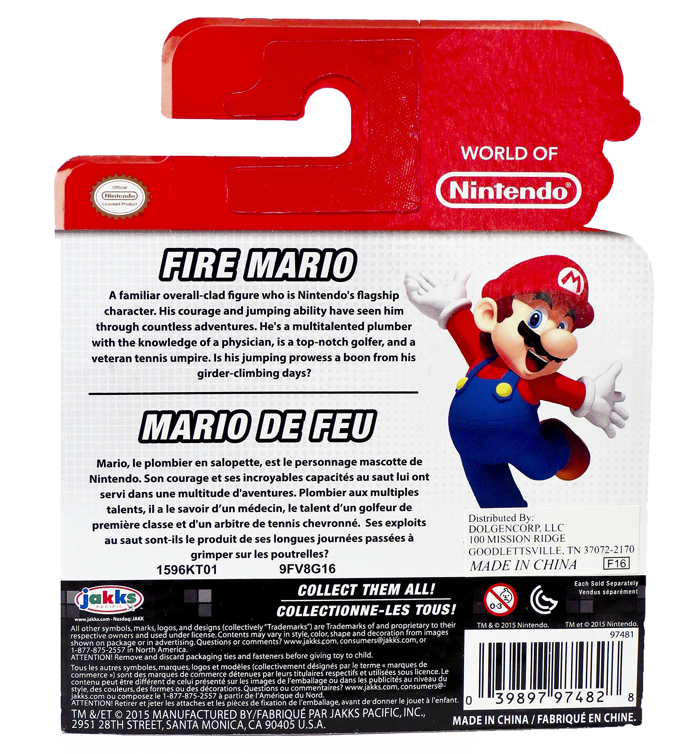 World of Nintendo Fire Mario 2.5 inch Figure with Fire Flower