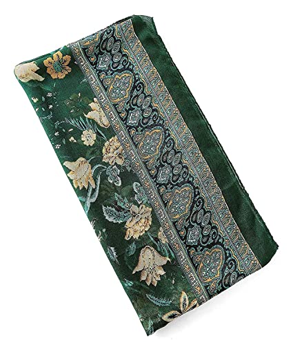 GERINLY Lightweight Scarves Fashion Flowers Print Shawl Wrap Scarf For Women Forest Green Accessory for Beach Boho Scarf (Green)