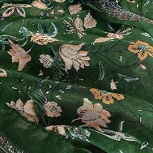 GERINLY Lightweight Scarves Fashion Flowers Print Shawl Wrap Scarf For Women Forest Green Accessory for Beach Boho Scarf (Green)