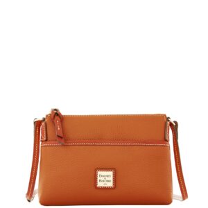 dooney & bourke handbag, pebble grain ginger pouchette crossbody - caramel