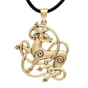 bronze stag pendant - celtic deer druid jewelry for men or women