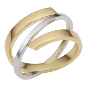 Kooljewelry 10k Two-tone Gold High Polish Stylish Bypass Ring (size 7)