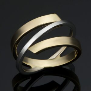 Kooljewelry 10k Two-tone Gold High Polish Stylish Bypass Ring (size 7)