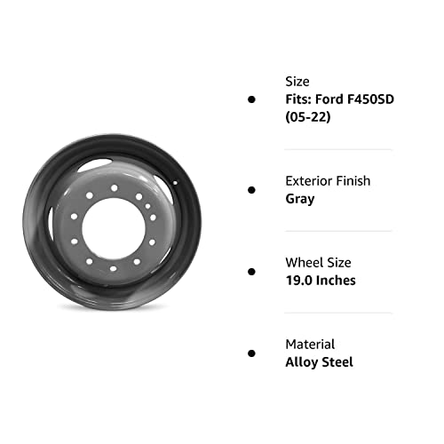 For 2005-2022 Ford F450SD F550SD 19 Inch Gray Painted Steel Rim - OE Direct Replacement - Road Ready Car Wheel