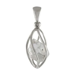 Starborn Sterling Silver cage set medium Herkimer Diamond Quartz Crystal Pendant