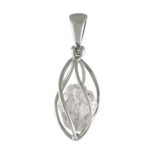 Starborn Sterling Silver cage set medium Herkimer Diamond Quartz Crystal Pendant