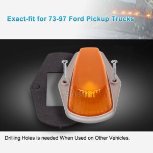 Partsam 5pcs Top Cab Marker Roof Running Light Amber Cover Lens 15442 + 5X 5050 T10 194 LED Bulbs Compatible with Ford F-150 F-250 F-350 1973-1997 F Series Pickup Super Duty Trucks.