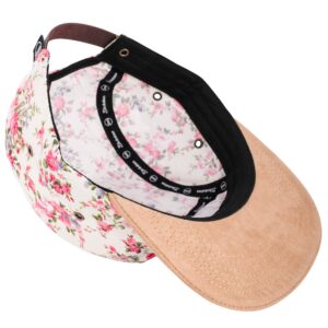 Blackskies Sakura 5-Panel Cap White with Cherry Blossoms Unisex Baseball Cap