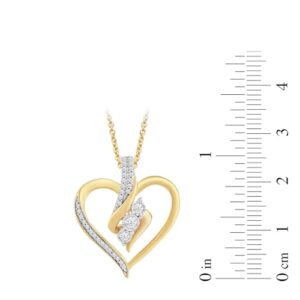 Amazon Essentials Womens 18K Yellow Gold over Sterling Silver Diamond Heart Pendant Necklace (1/4 cttw), 18" (previously Amazon Collection)