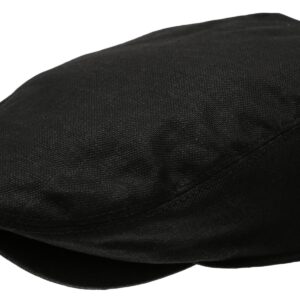 Men's Linen Flat Ivy Gatsby Summer Newsboy Hats (Black, LXL)