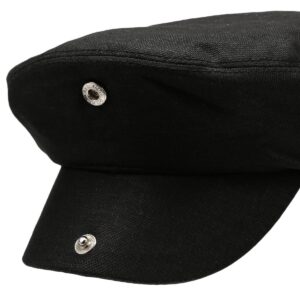 Men's Linen Flat Ivy Gatsby Summer Newsboy Hats (Black, LXL)