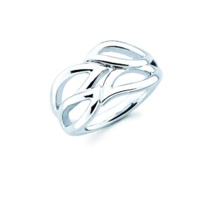 .925 sterling silver leaf band ring - size 7