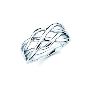 .925 Sterling Silver Woven Wide Band Ring- Size 8