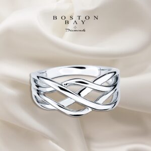 .925 Sterling Silver Woven Wide Band Ring- Size 8