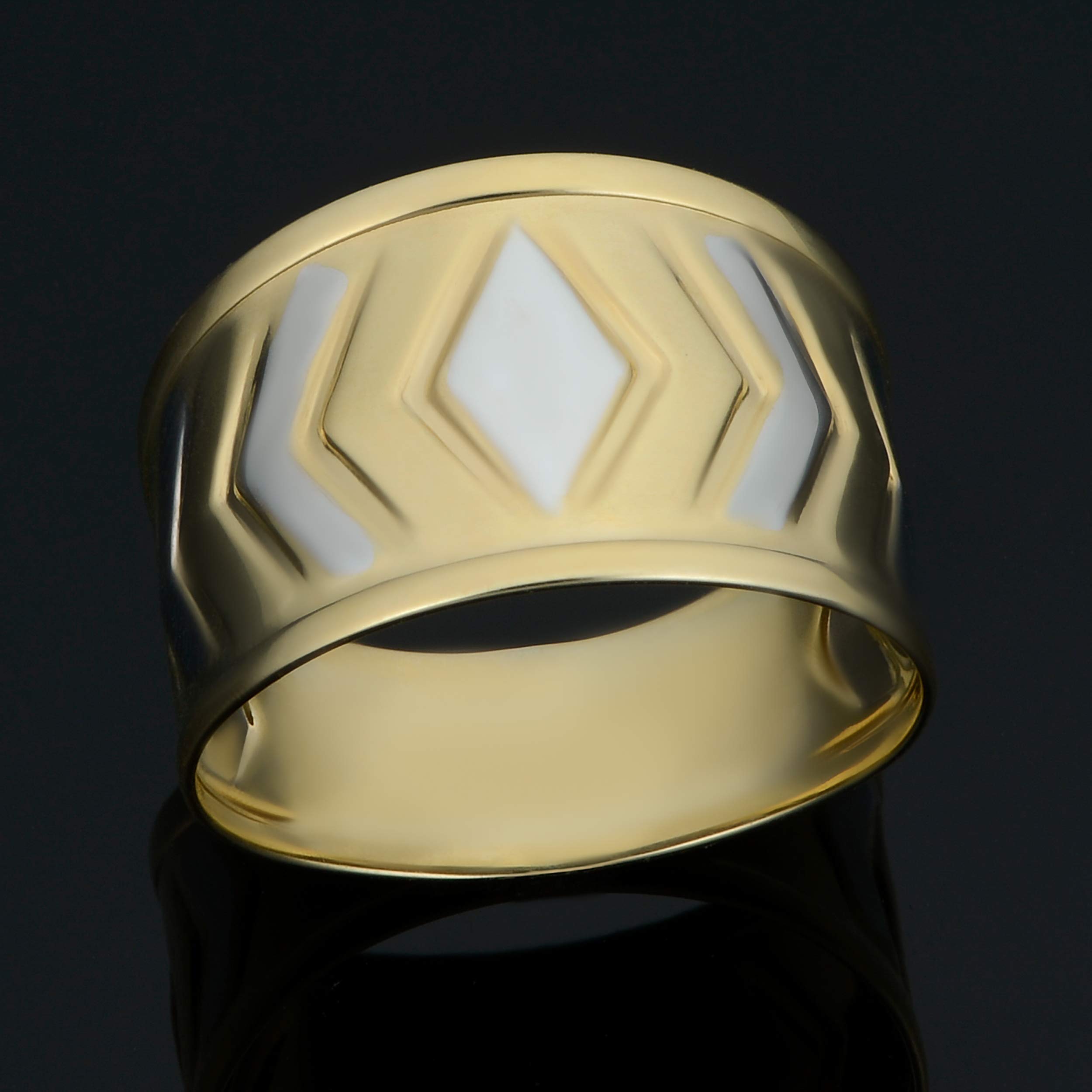 Kooljewelry 10k Two-tone Gold Polished Chevron Band Ring (size 9)