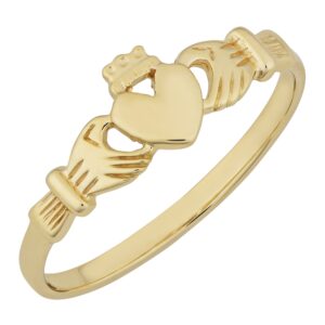 kooljewelry 10k yellow gold high polish claddagh ring (size 4)