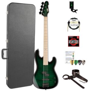 ESP LMM4FMDSTGSB-KIT-2 Marco Mendoza Signature Series 4-String Electric Bass, Dark See Thru Green Sunburst