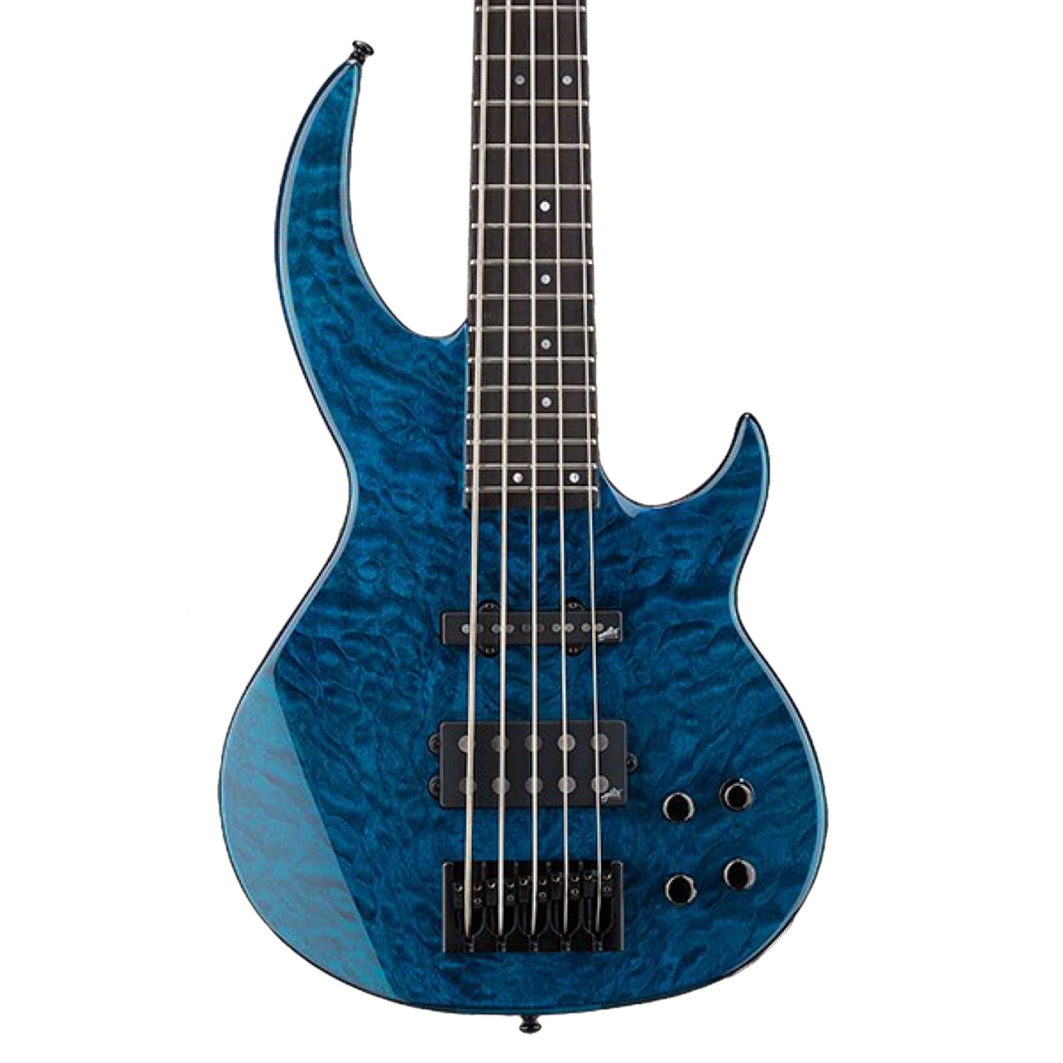 ESP LBB1005QMBLKAQ-KIT-2 Bunny Brunel Signature Series BB-1005 QM 5-String Electric Bass, Black Aqua