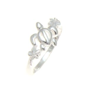 Arthur's Jewelry Sterling silver 925 Hawaiian honu turtle plumeria flower ring size 9