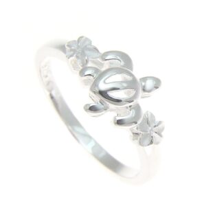 Arthur's Jewelry Sterling silver 925 Hawaiian honu turtle plumeria flower ring size 9