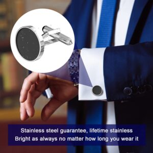 UHIBROS Cufflinks For Men, 316L Stainless Steel Tuxedo Shirt Cuff Links Accessories, Unique Business Groom Wedding Black Silver Gold Jewelry for Son, Father, Husband, Boyfriend