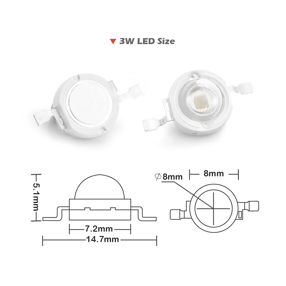 CHANZON 10 pcs High Power Led Chip 3W Purple Ultraviolet (UV 395nm / 400mA - 500mA / DC 3V - 3.4V / 3 Watt) SMD COB Light Emitter Components Diode 3 W Ultra Violet Bulb Lamp Beads DIY Lighting