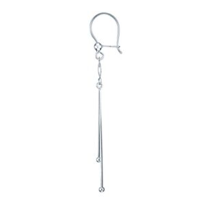 Wellingsale Ladies 14k White Gold Polished Heart Dangle Hanging Drop Earrings (55 x 5 mm)