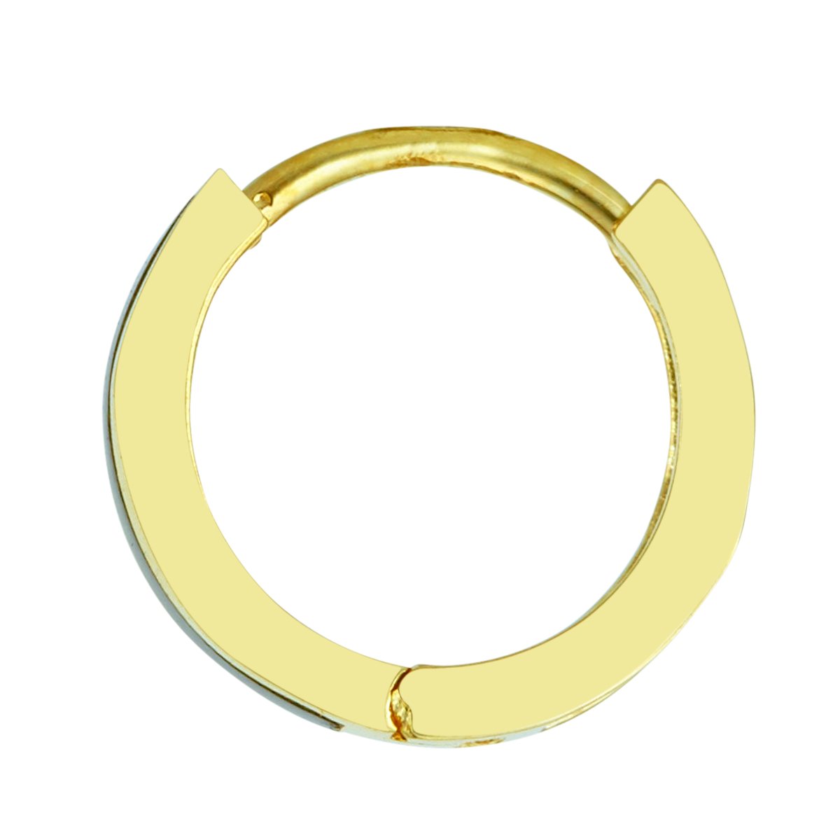 Wellingsale Ladies 14k Yellow Gold Polished 2mm Onyx Huggies Hoop Earrings (10mm Diameter)